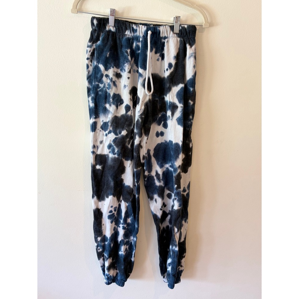 Colsie Navy Blue White Tie Dye Fleece Joggers Sweatpants XS Drawstring Waist